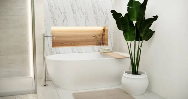 White Bathroom Modern Jepang Gaya Minimal Perender — Stok Foto