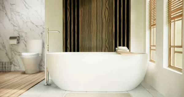 Weißes Badezimmer Moderner Japanischer Minimal Stil Rendering — Stockfoto