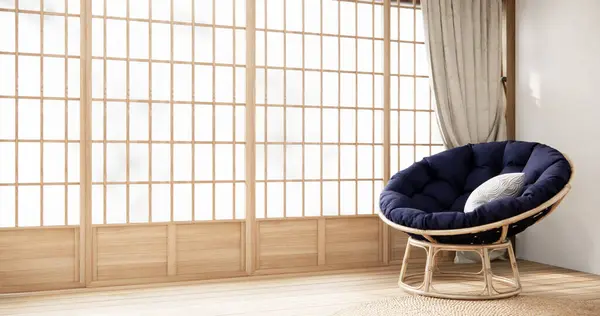 Purple Japan Interior Style Has Armchair Sofa Living Room Minimal — Stock Photo, Image