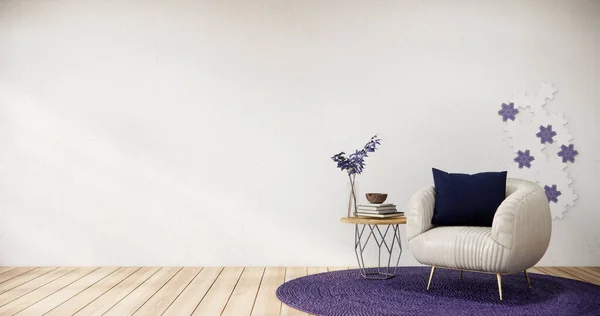 Purple japan interior style has a armchair sofa on living room minimal