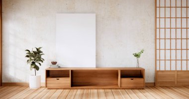 Hipster iç mimarisi ile Japon tarzı poster çerçevesi..