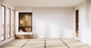 Minimalist iç mimari, ahşap japon duvarının arka plan modeli.