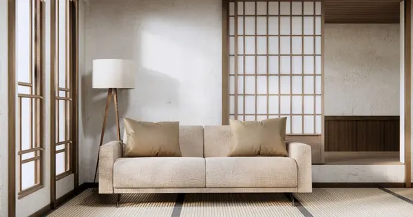 Fauteuil Canapé Dans Salon Japonais Avec Mur Vide — Photo