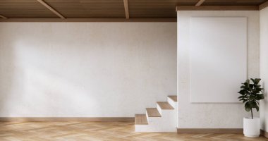 Muji tarzı, boş ahşap oda, Japon odasının içini temizlemek.