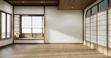 Boş oda, orijinal Japon stili modern minimal ile karıştırılmış..