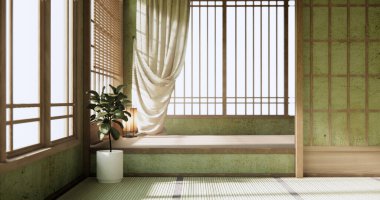 Boş oda, orijinal Japon stili modern minimal ile karıştırılmış..