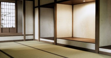 Boş oda, orijinal Japon stili modern minimal ile karıştırılmış..