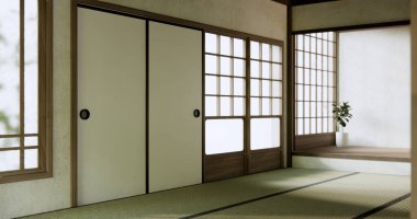 Boş oda, orijinal Japon stili modern minimal ile karıştırılmış..