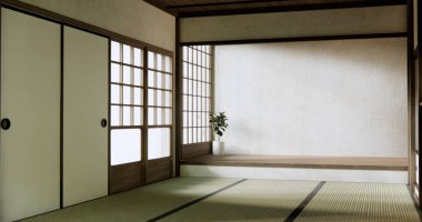 Boş oda, orijinal Japon stili modern minimal ile karıştırılmış..