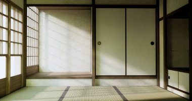 Boş oda, orijinal Japon stili modern minimal ile karıştırılmış..