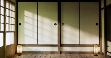 Boş oda, orijinal Japon stili modern minimal ile karıştırılmış..