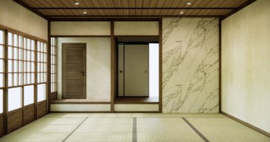 Boş oda, orijinal Japon stili modern minimal ile karıştırılmış..