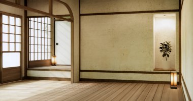 Boş oda, orijinal Japon stili modern minimal ile karıştırılmış..