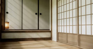 Boş oda, orijinal Japon stili modern minimal ile karıştırılmış..