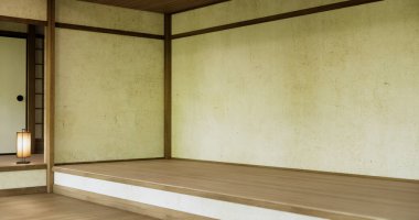 Boş oda, orijinal Japon stili modern minimal ile karıştırılmış..