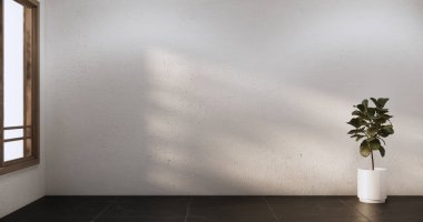 Mimari ve iç mekan konsepti Granit zemindeki boş odun kaplama duvarı.