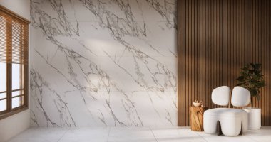 Oturma odası modern, minimumda, koltuğu granit zeminde..