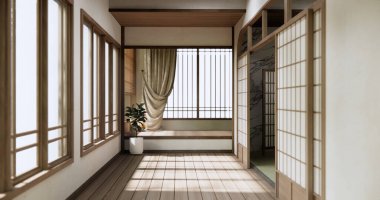 Boş oda, orijinal Japon stili modern minimal ile karıştırılmış..