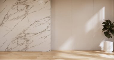 Muji boş oda ve tahta paneller duvar arkaplanı