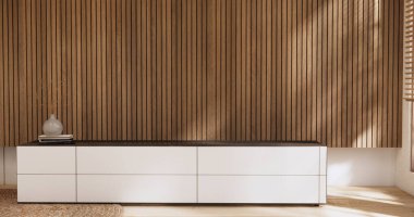 Kabine ahşap tasarımı beyaz oda iç mimari 3D tasarımı