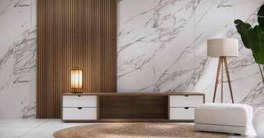 Cabinet room wooden interior wabisabi and armchair sofa and decoration japanese style.3D rendering