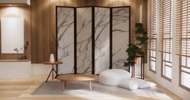 Japon usulü lambalı alçak masa. 3B görüntüleme