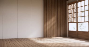 Muji stili ahşap panelli boş oda arka planı