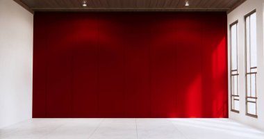 Kırmızı modern oda, minimal tasarımlar..