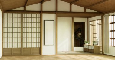 Muji Boş Oda Temiz Minimalist oda İçi, 3D görüntüleme