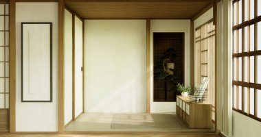 Muji Boş Oda Temiz Minimalist oda İçi, 3D görüntüleme