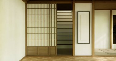 Muji Boş Oda Temiz Minimalist oda İçi, 3D görüntüleme