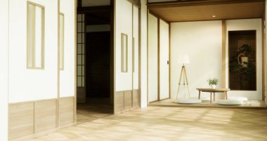 Muji Boş Oda Temiz Minimalist oda İçi, 3D görüntüleme