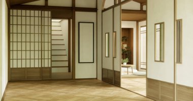 Muji Boş Oda Temiz Minimalist oda İçi, 3D görüntüleme