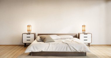 Dekorasyon odası Japonya ile modern yatak odası iç tasarımı.