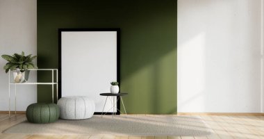 Minimalist Yeşil Oturma Odası İç Tasarım Kanepe modern ve dekorasyonlu.