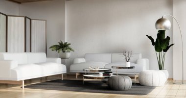 Duvar tasarım odasındaki dolaplar dekorasyon ve kanepe ile..