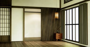 Japonya tarzı büyük yaşam alanı lüks oda japan tarzı dekorasyon.