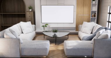 Modern oturma odası iç dizaynında minimal koltuk modern oturma odası tarzı..