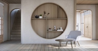 Modern oturma odası iç dizaynında minimal koltuk modern oturma odası tarzı..