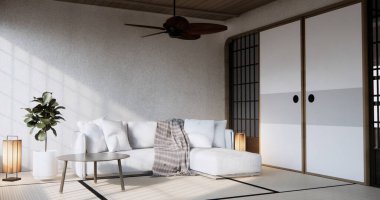 Oturma odasındaki koltuk boş Japon tarzı..