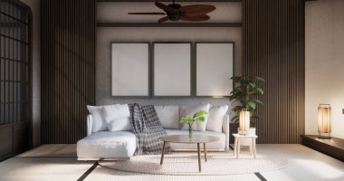 Oturma odasındaki koltuk boş Japon tarzı..