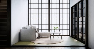 Oturma odasındaki koltuk boş Japon tarzı..