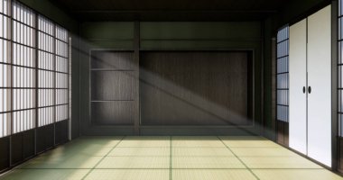 Tatami paspas japon tarzında boş duvar tasarımı oturma odası