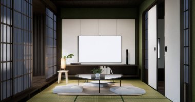 Oturma odasındaki dolap duvarı modern minimalist tarzda..