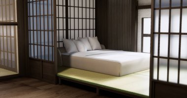 Modern Japonya tarzı 3D dekorasyonlu modern yatak odası tasarımı
