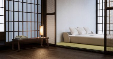 Modern Japonya tarzı 3D dekorasyonlu modern yatak odası tasarımı