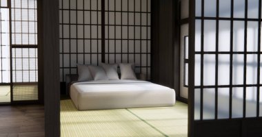 Modern Japonya tarzı 3D dekorasyonlu modern yatak odası tasarımı