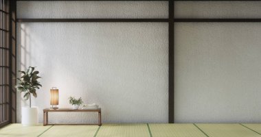 Standart boş oda japan ve tatami paspas katı. 3B görüntüleme