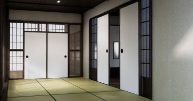 Standart boş oda japan ve tatami paspas katı. 3B görüntüleme