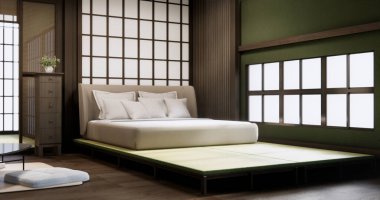 Modern Japonya tarzı 3D dekorasyonlu modern yatak odası tasarımı